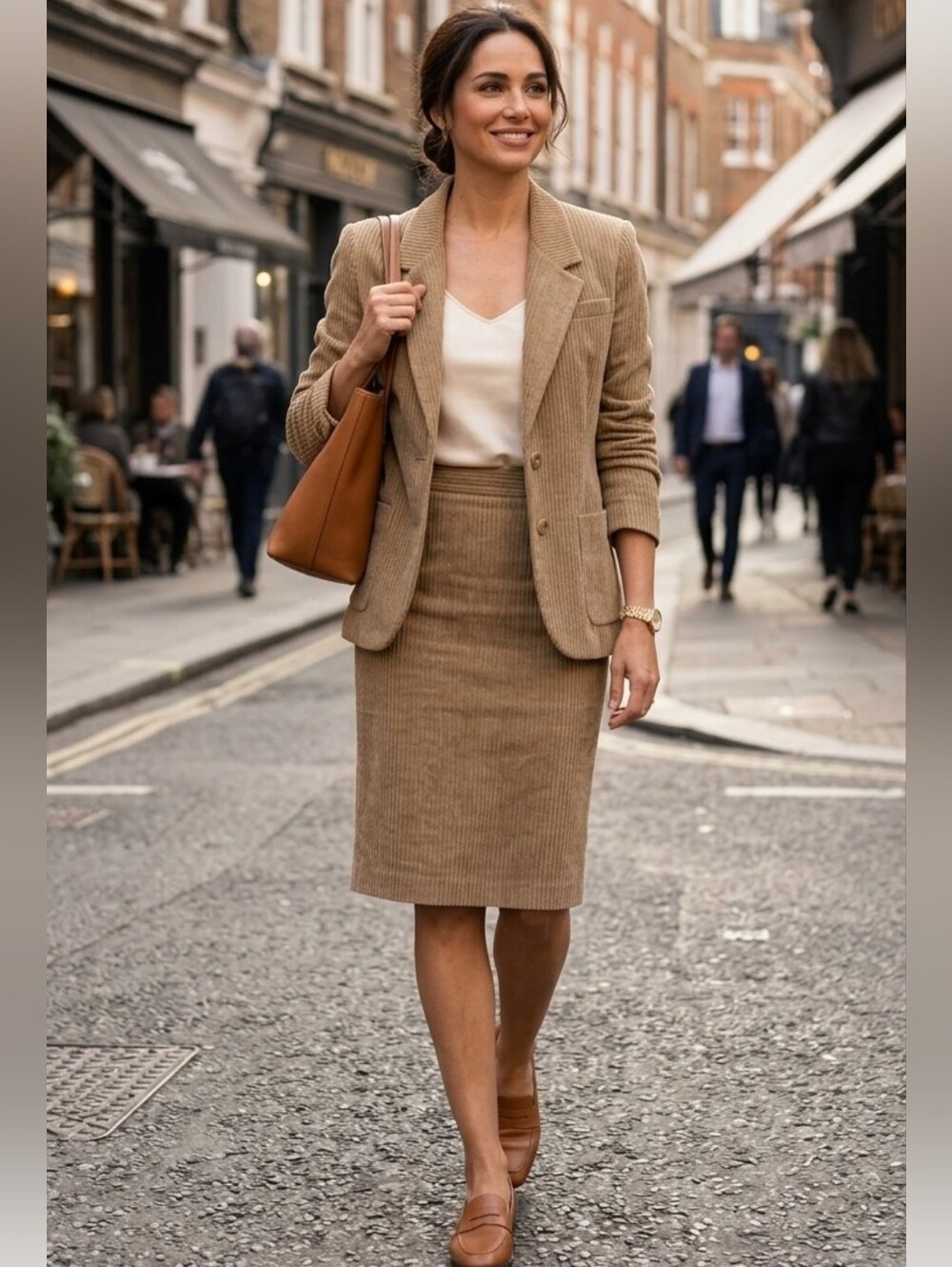 {Ultra Suede} 90s Vintage Striped Suede Suit (Jacket & Skirt)